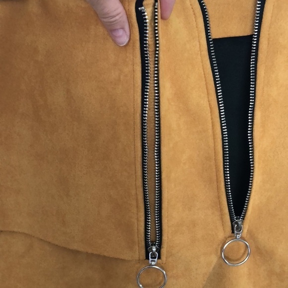 MISSGUIDED Faux Seude Scuba Asymmetrical Skirt Stretchy Size 4 Grunge Stretchy - Picture 4 of 13